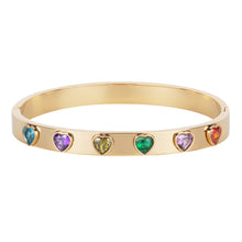 Load image into Gallery viewer, Gold Rainbow Heart Bangle