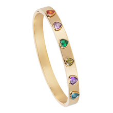 Load image into Gallery viewer, Gold Rainbow Heart Bangle