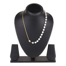 Load image into Gallery viewer, Gold Baroque Pearl Necklace with Pave Clasp