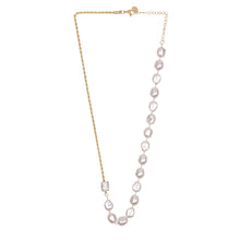 Load image into Gallery viewer, Gold Baroque Pearl Necklace with Pave Clasp