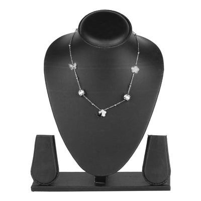 Silver Butterfly & Flower Charm Necklace