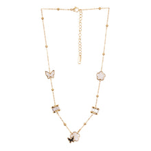 Load image into Gallery viewer, Gold Butterfly &amp; Flower Charm Necklace