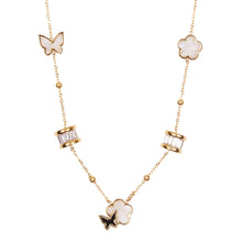 Load image into Gallery viewer, Gold Butterfly &amp; Flower Charm Necklace