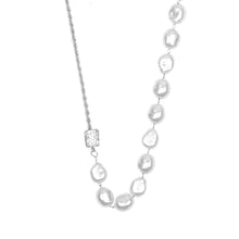 Load image into Gallery viewer, Silver Baroque Pearl Necklace with Pave Clasp