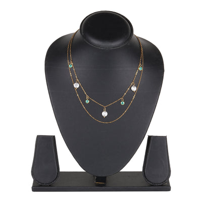 Gold Layered Evil Eye & Pearl Chain Necklace