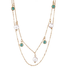 Load image into Gallery viewer, Gold Layered Evil Eye &amp; Pearl Chain Necklace