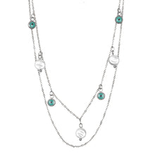 Load image into Gallery viewer, Silver Layered Evil Eye &amp; Pearl Chain Necklace