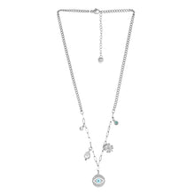 Load image into Gallery viewer, Silver Paperclip Chain Necklace with Evil Eye Medallion