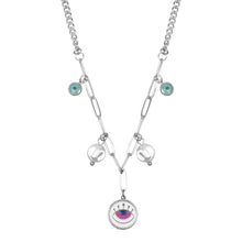 Load image into Gallery viewer, Silver Paperclip Chain Necklace with Eye Medallion