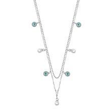Load image into Gallery viewer, Silver Multi-Strand Evil Eye &amp; Pearl Necklace