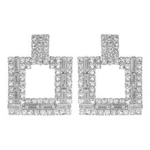 Load image into Gallery viewer, TRIBAL ZONE CLASSY SILVER SQUARE CZ STONE STONE DROP EARRING