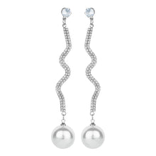 Load image into Gallery viewer, TRIBAL ZONE  EXCLUSIVE SLIVER  DIAMOND PEARL DROP EARRING