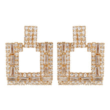 Load image into Gallery viewer, TRIBAL ZONE CLASSY GOLDEN SQUARE CZ STONE STONE DROP EARRING