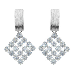 TRIBAL ZONE STUNNING SLIVER  DIAMOND SHAPE EARRING