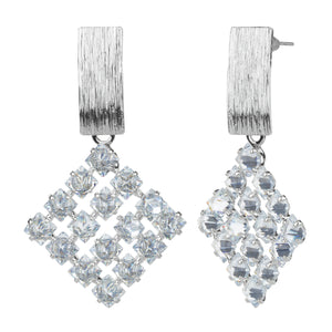 TRIBAL ZONE STUNNING SLIVER  DIAMOND SHAPE EARRING