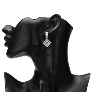 TRIBAL ZONE STUNNING SLIVER  DIAMOND SHAPE EARRING