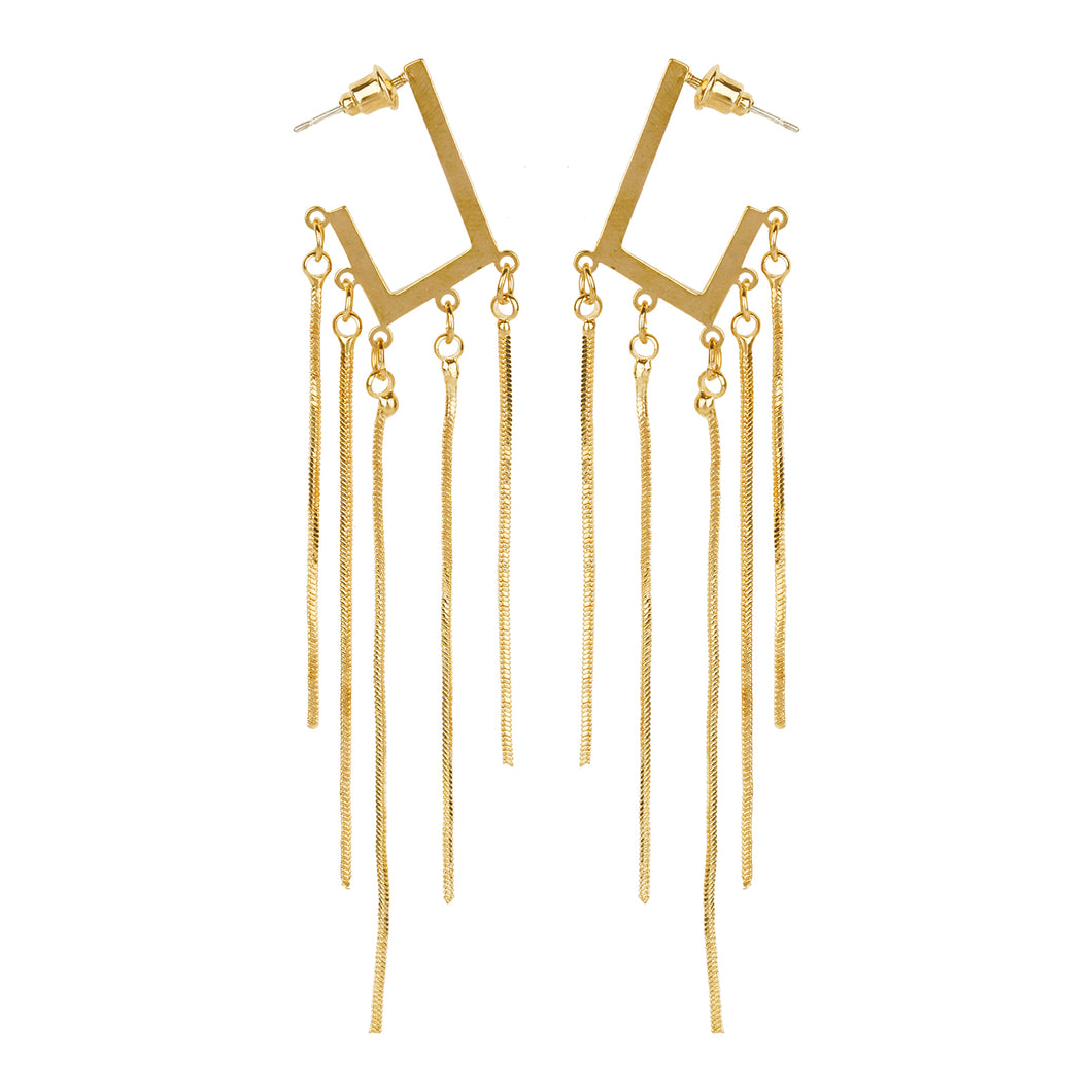 TRIBAL ZONE DANGLE GOLDEN EARRING