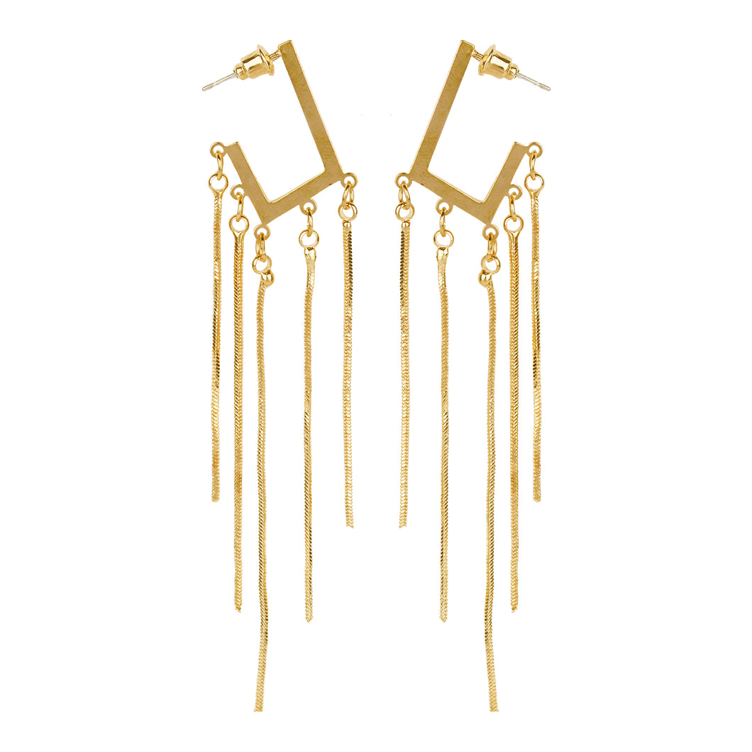 TRIBAL ZONE DANGLE GOLDEN EARRING