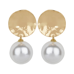 TRIBAL ZONE ELEGANT GOLD PEARL DROP EARRING