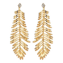 Load image into Gallery viewer, TRIBAL ZONE TONY GOLDEN LEAF DROP EARRING