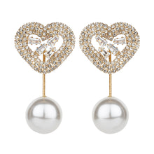 Load image into Gallery viewer, TRIBAL ZONE LOVELY GOLDEN HEART WITH PEARL DROP EARRING