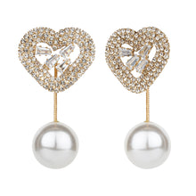 Load image into Gallery viewer, TRIBAL ZONE LOVELY GOLDEN HEART WITH PEARL DROP EARRING