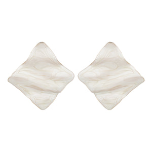 TRIBAL ZONE  ELEGANT WHITE ENAMALE STUD EARRING