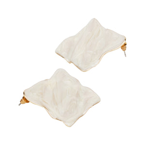 TRIBAL ZONE  ELEGANT WHITE ENAMALE STUD EARRING