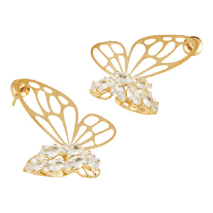 TRIBAL ZONE BUTTERFLY GOLD  STONE EARRING