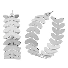 Load image into Gallery viewer, TRIBAL ZONE PRETTY LEAF SHAPE C HOOP SILVER EARRING