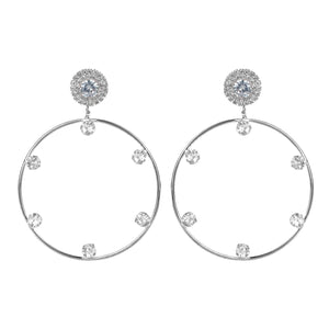 TRIBAL ZONE LOVELY DAIMOND HOOP SILVER  EARRING