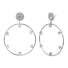 Load image into Gallery viewer, TRIBAL ZONE LOVELY DAIMOND HOOP SILVER  EARRING