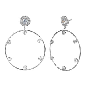 TRIBAL ZONE LOVELY DAIMOND HOOP SILVER  EARRING