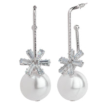 Load image into Gallery viewer, TRIBAL ZONE FLOWER CZ STONE WITH PEARL DROP EARRING