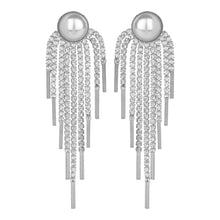 Load image into Gallery viewer, TRIBAL ZONE SILVER  PEARL WITH DAIMOND DROP EARRING (PARTY WEAR )