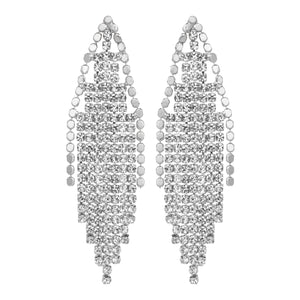 TRIBAL ZONE SHIMMER STUNNING DANGLERS SILVER  EARRING (PARTY WAER)