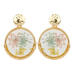 TRIBAL ZONE AMAZING FLOWER ENAMALE GOLDEN DROP EARRING
