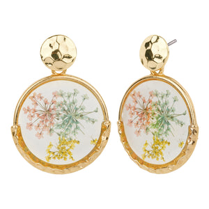 TRIBAL ZONE AMAZING FLOWER ENAMALE GOLDEN DROP EARRING