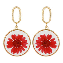 Load image into Gallery viewer, TRIBAL ZONE AMAZING  RED FLOWER ENAMALE GOLDEN DROP EARRING