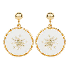 Load image into Gallery viewer, TRIBAL ZONE AMAZING SPRING  WHITE FLOWER ENAMEL GOLDEN DROP EARRING