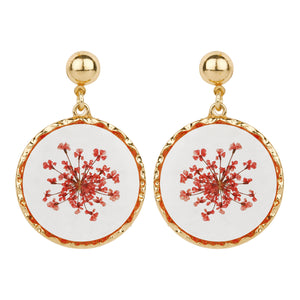 TRIBAL ZONE AMAZING SPRING FLOWER ENAMEL GOLDEN DROP EARRING