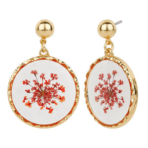 TRIBAL ZONE AMAZING SPRING FLOWER ENAMEL GOLDEN DROP EARRING