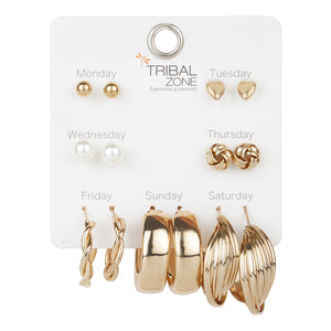 TRIBAL ZONE CLASSY 7 SET HOOP & STUD EARRING