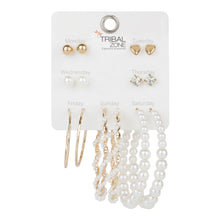 Load image into Gallery viewer, TRIBAL ZONE  GOLDEN 7 SET HOOP &amp; STUD EARRINGS