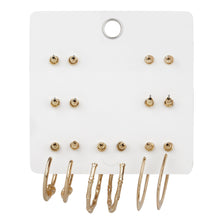 Load image into Gallery viewer, TRIBAL ZONE 7 Pairs Earring Set Gold Plated  with Hoops and Studs
