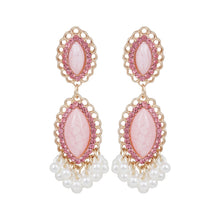 Load image into Gallery viewer, Title: Pink Marquise Pearl Chandelier Earrings