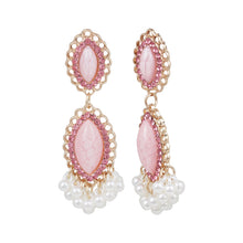 Load image into Gallery viewer, Title: Pink Marquise Pearl Chandelier Earrings