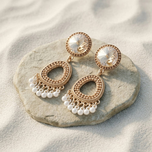 Gold Pearl Drop Earrings