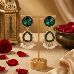 Emerald Pearl Drop Earrings