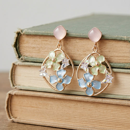 Pastel Floral Drop Earrings